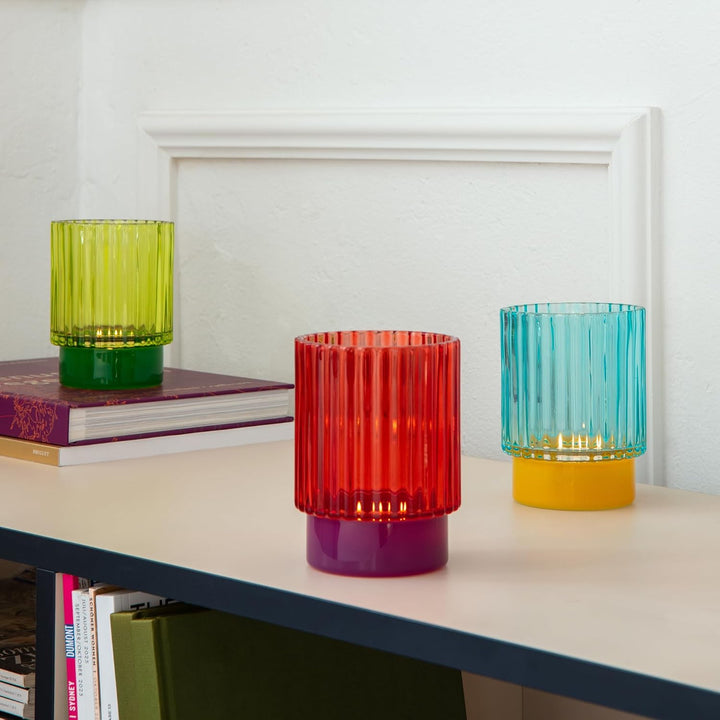REMEMBER Teelichtglas Lumi Blue, aus Glas, dekoratives Windlicht, Blue