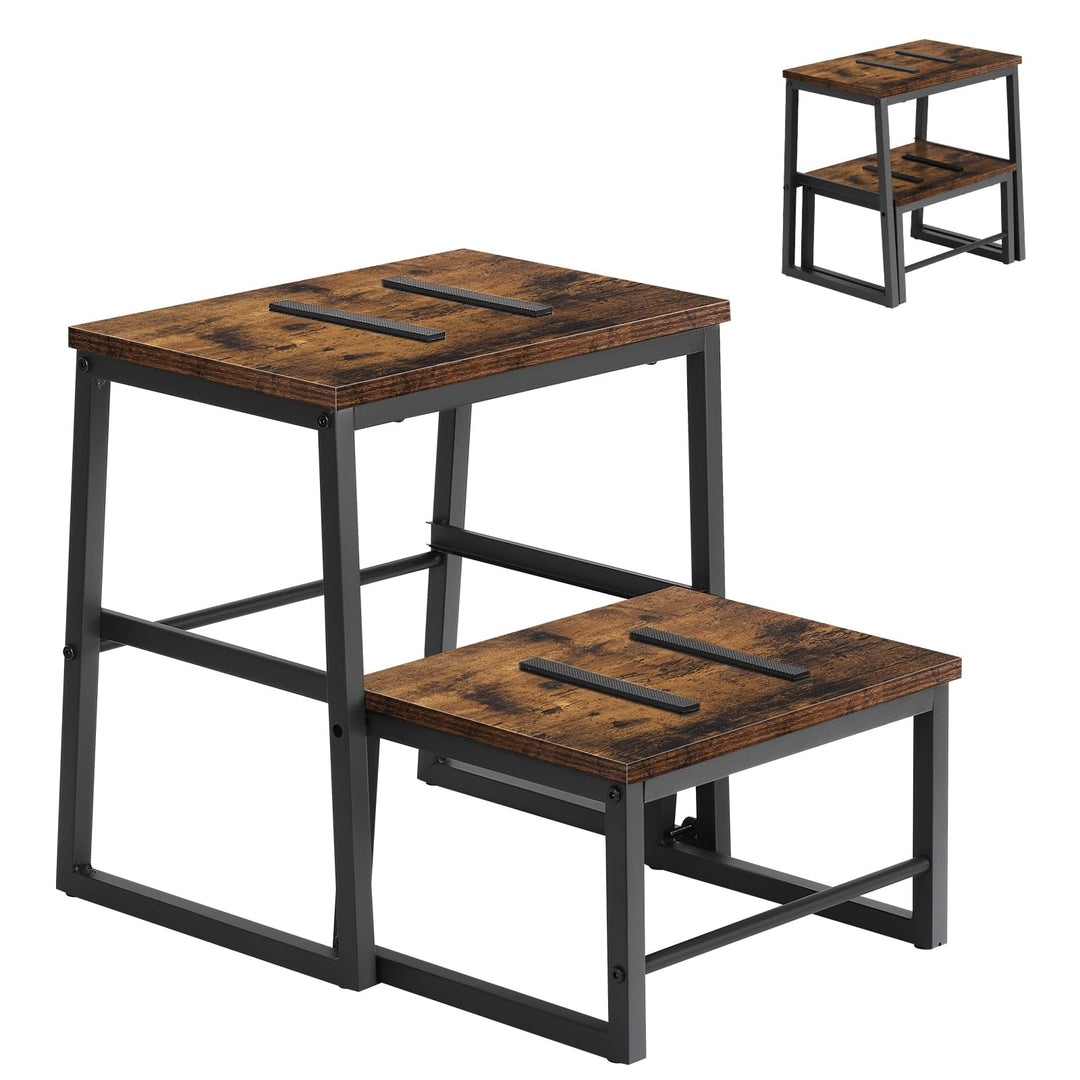 LIANTRAL 2 in 1 Tritthocker für Erwachsene Kinder, 2 Stufen hölzerner Hocker mit 160 kg Tragkraft, M