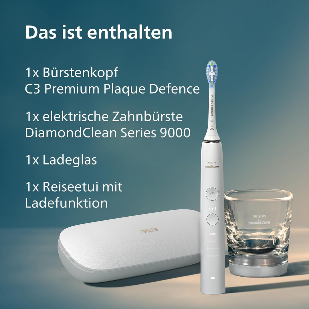 Philips Sonicare DiamondClean 9000 Elektrische Schallzahnbürste mit App, weiss (Modell HX9911/27), W