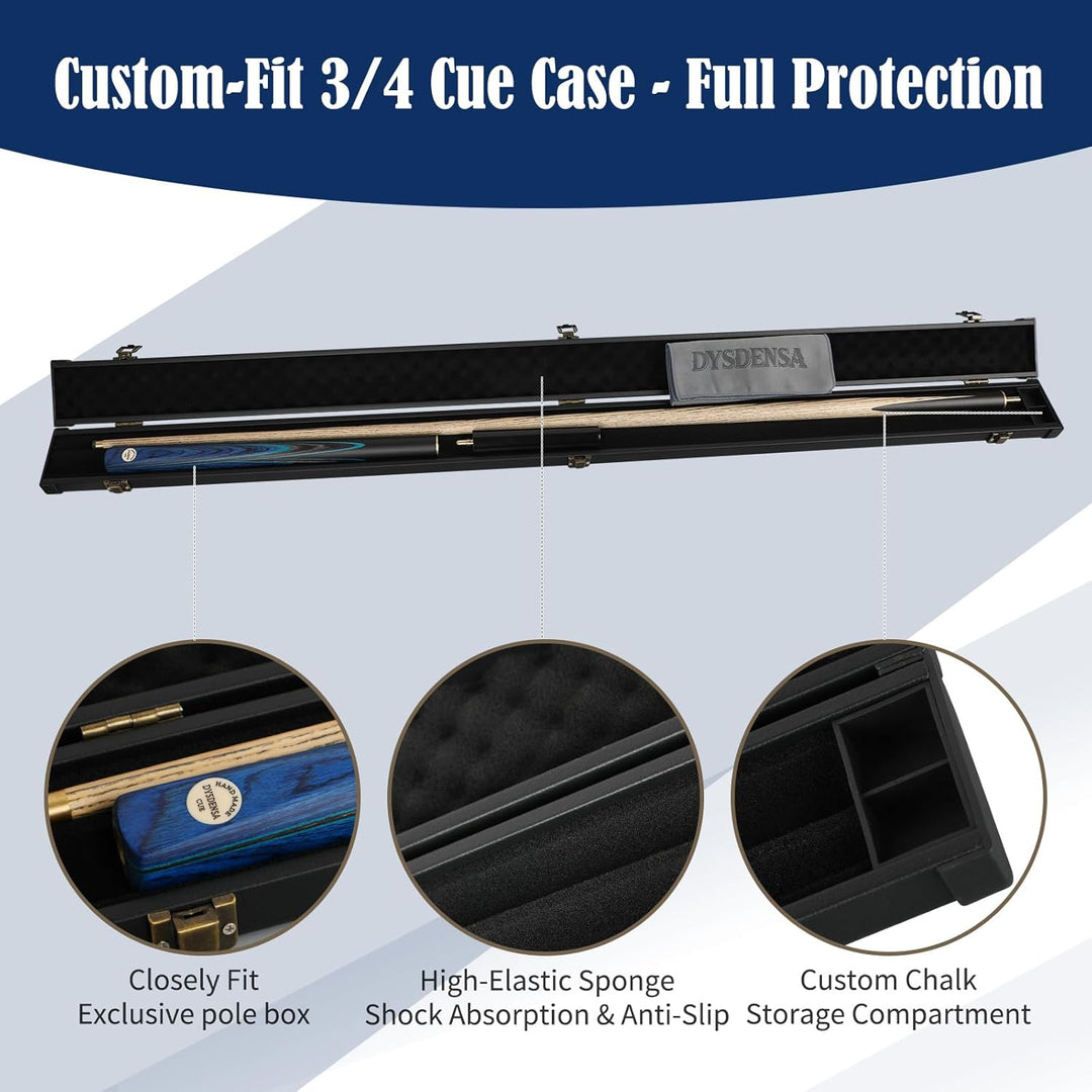 57 inch Premium Ash Wood Snooker Cue with Extension,18 oz weight, 10mm Leather Tip, 3/4 Design, Comp