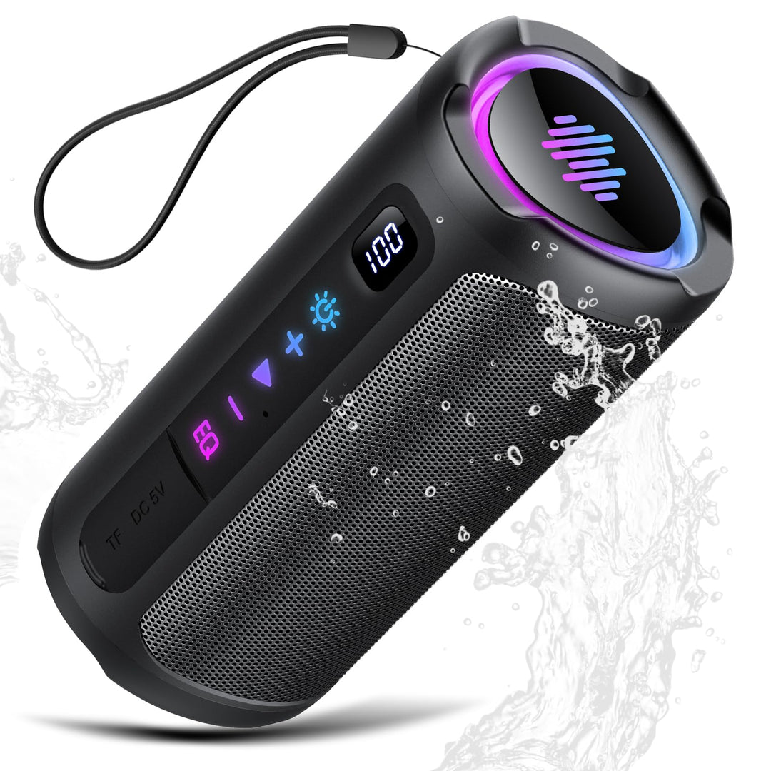 aowoka Bluetooth Lautsprecher mit Licht, 20W tragbare Musikbox, verbesserter Bass, LED-Anzeige, 20 S