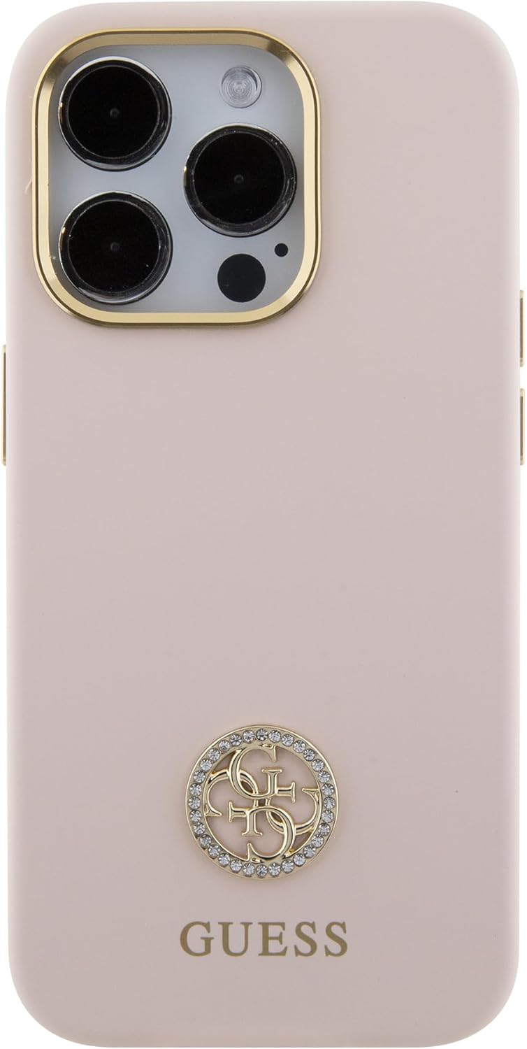 GUESS GUHCP15XM4DGPP Hülle für iPhone 15 Pro Max 6.7" Rosa hardcase Silicone Logo Strass 4G