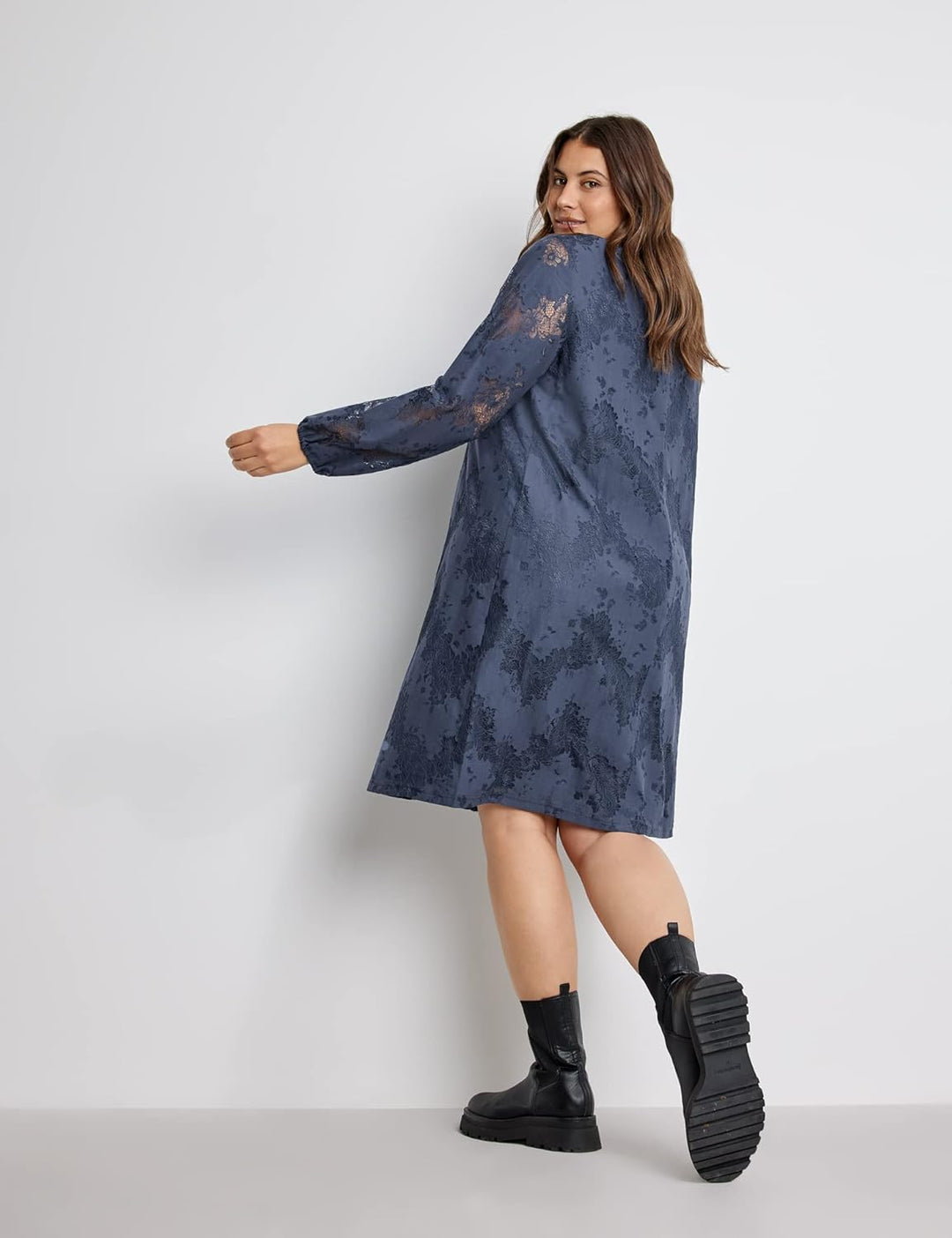 SAMOON Damen Pullover Turtle Kleid, Nordic Blue, 42