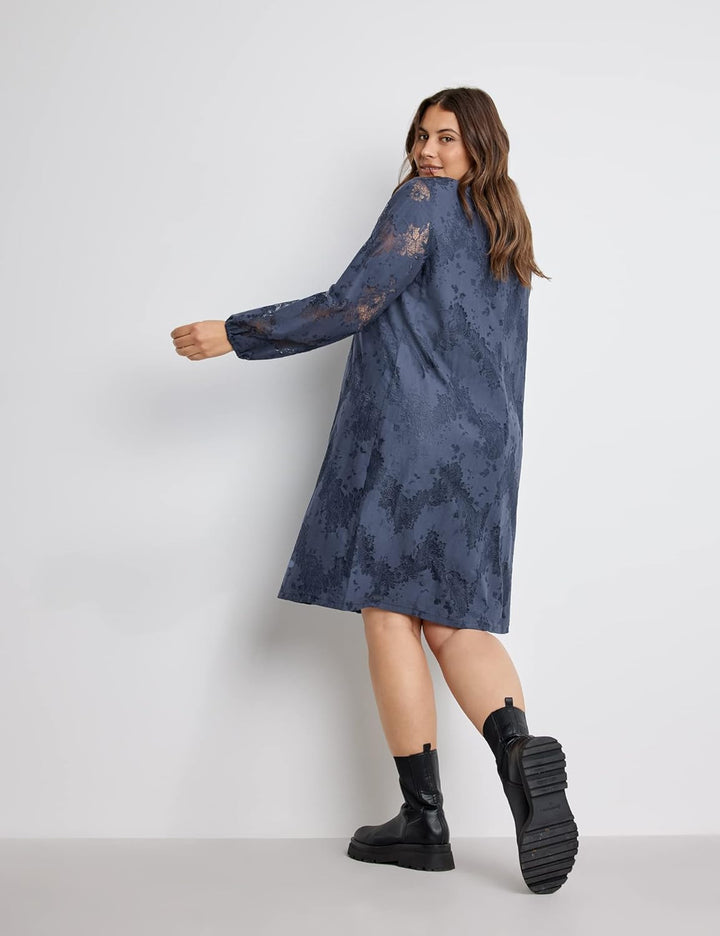 SAMOON Damen Pullover Turtle Kleid, Nordic Blue, 42