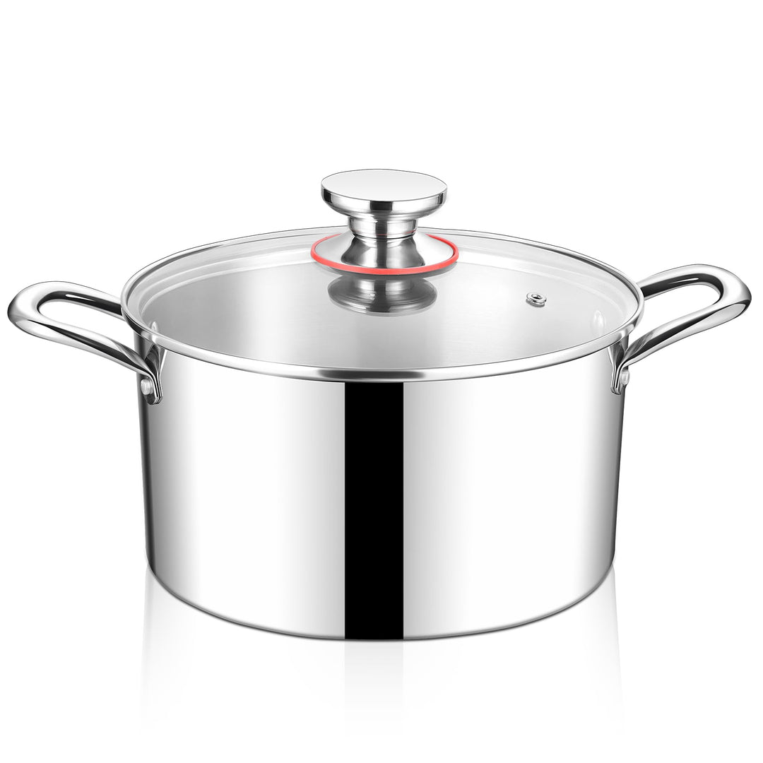 HaWare Kochtopf, 26cm Topf Induktion aus 3-Lagen Edeastahl, 6,7L Kochtöpfe Nudeltopf mit Glasdeckel
