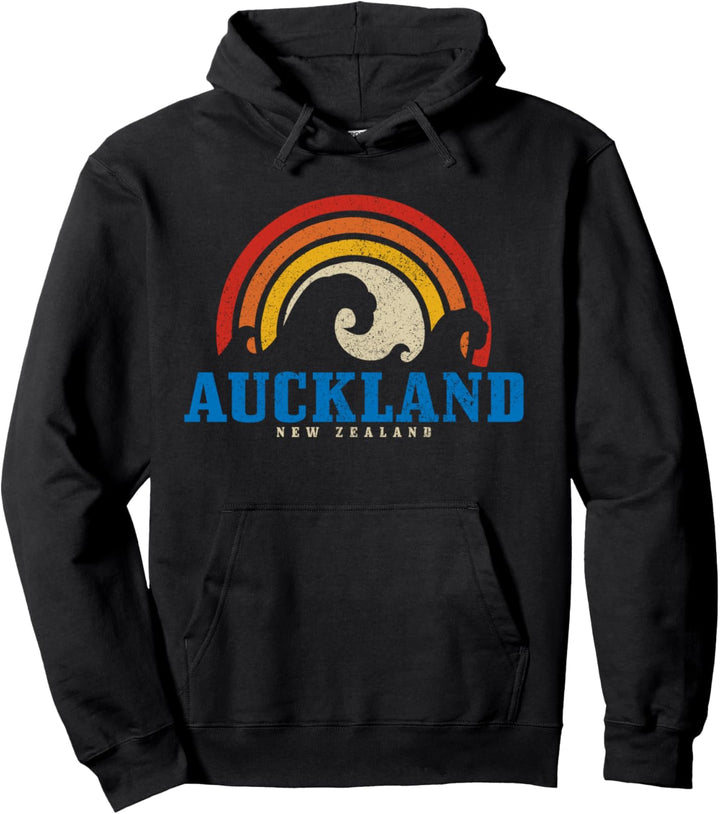 Auckland Neuseeland Vintage Retro Surfer Pullover Hoodie