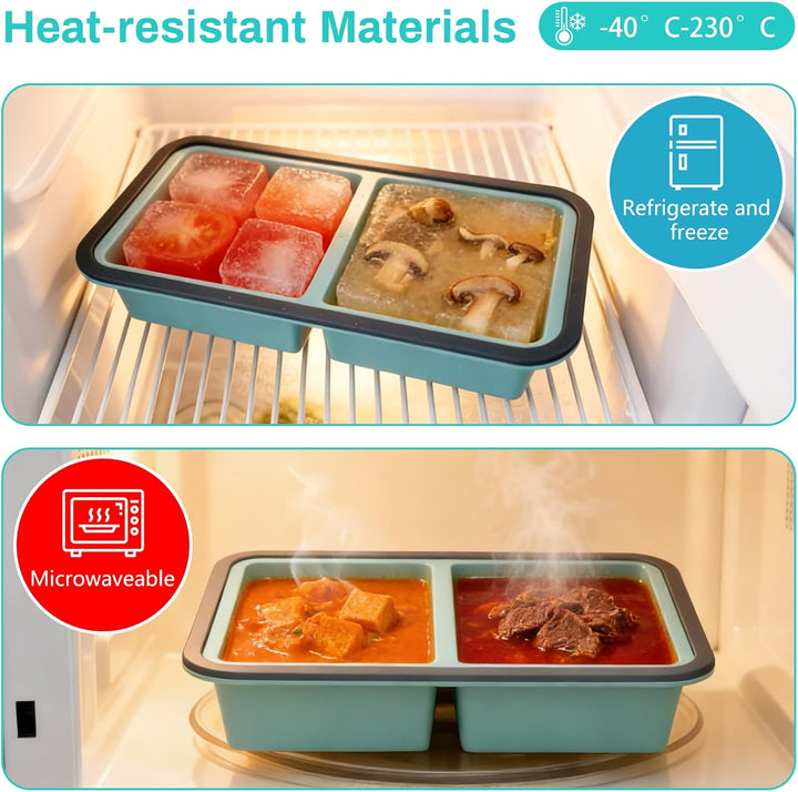 Suppenbehälter mit Deckel, Suppen Einfrieren Behälter, 2 Stück 2 Löcher Silikon-Gefrierformen 500ml