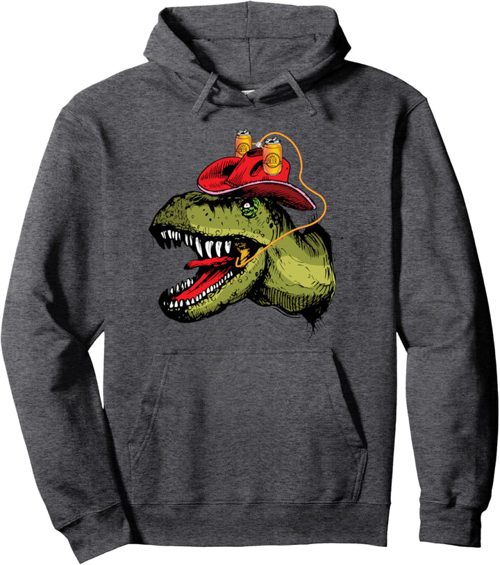 Trinken Bier tuckern Hut T-Rex Dinosaurier lustige Pullover Hoodie