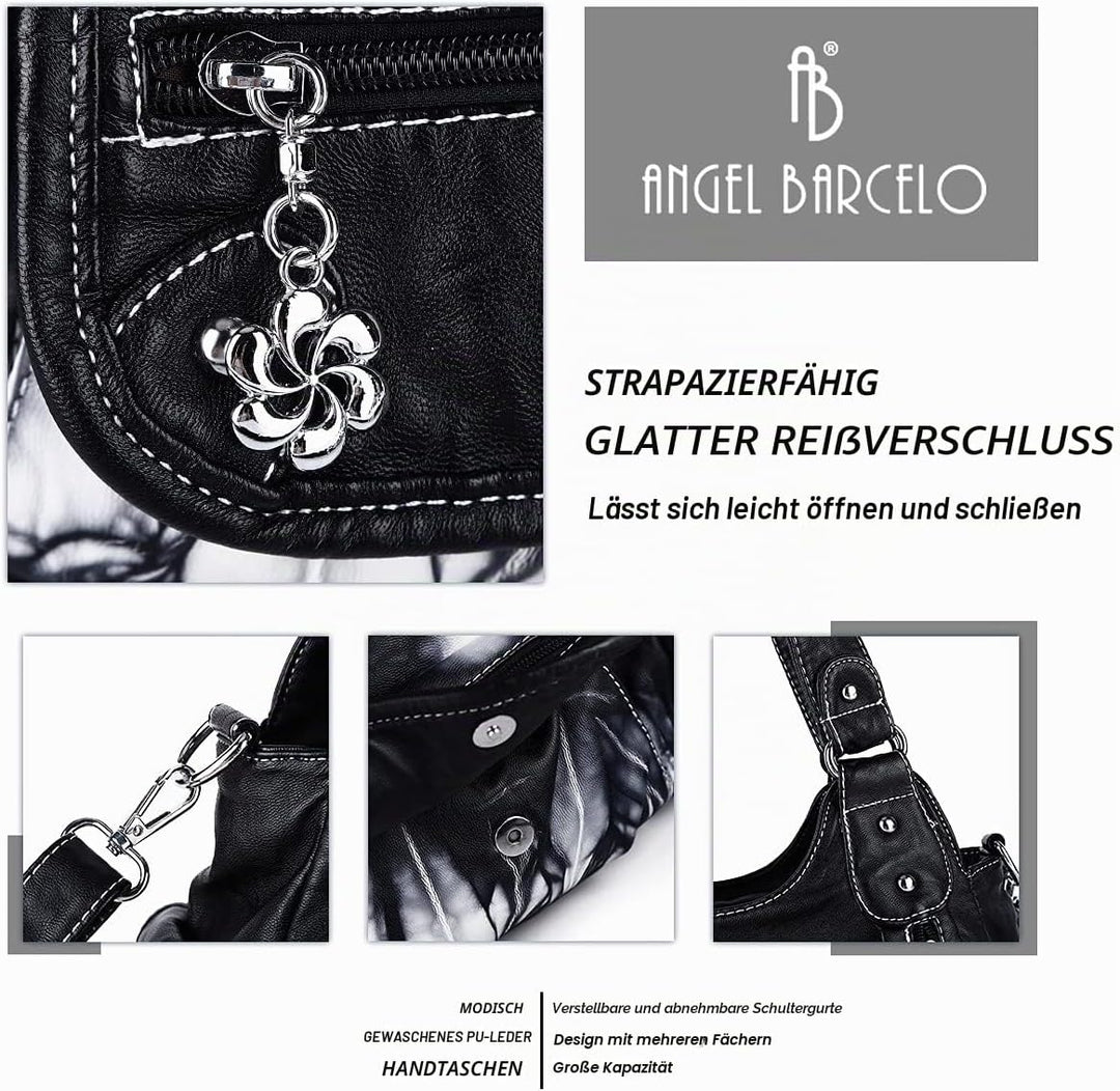 Angel Barcelo Damen Geldbörsen und Handtaschen PU Leder Umhängetasche Mode Hobo Taschen für Mädchen