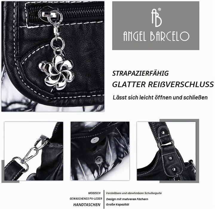 Angel Barcelo Damen Geldbörsen und Handtaschen PU Leder Umhängetasche Mode Hobo Taschen für Mädchen