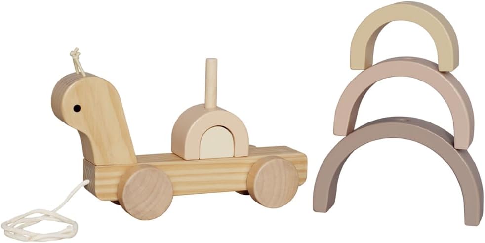 Nachziehtier aus Holz personalisierbar mit Name und Geburtsdaten des Kindes Gravur Holzspielzeug Zie