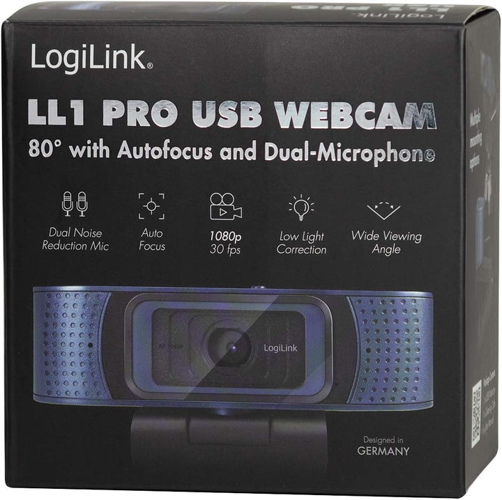 LogiLink UA0379 - Konferenz HD-USB-Webcam Professional, 80° Weitwinkelobjektiv, Dual-Mikrofon mit Ra