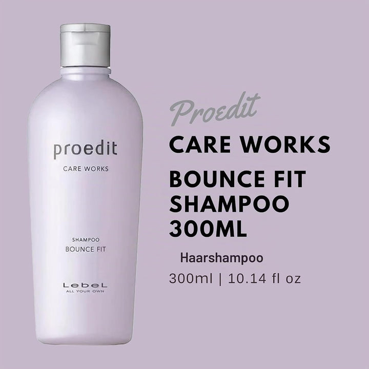 Lebel Proedit Care Works Hair Shampoo Bounce Fit - 300ml (Green Tea Set)