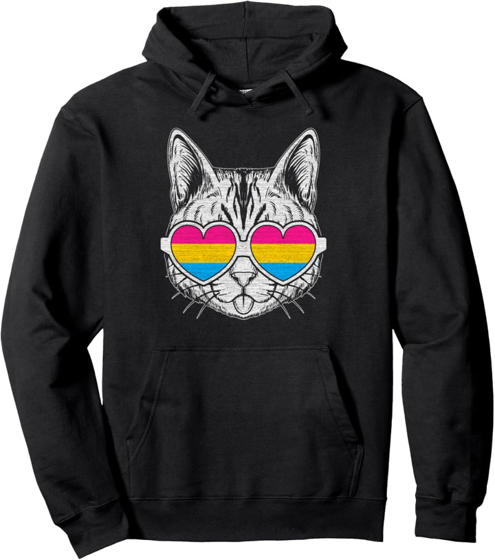 Pansexuelle Katze mit Brille, LGBT Pride Pullover Hoodie