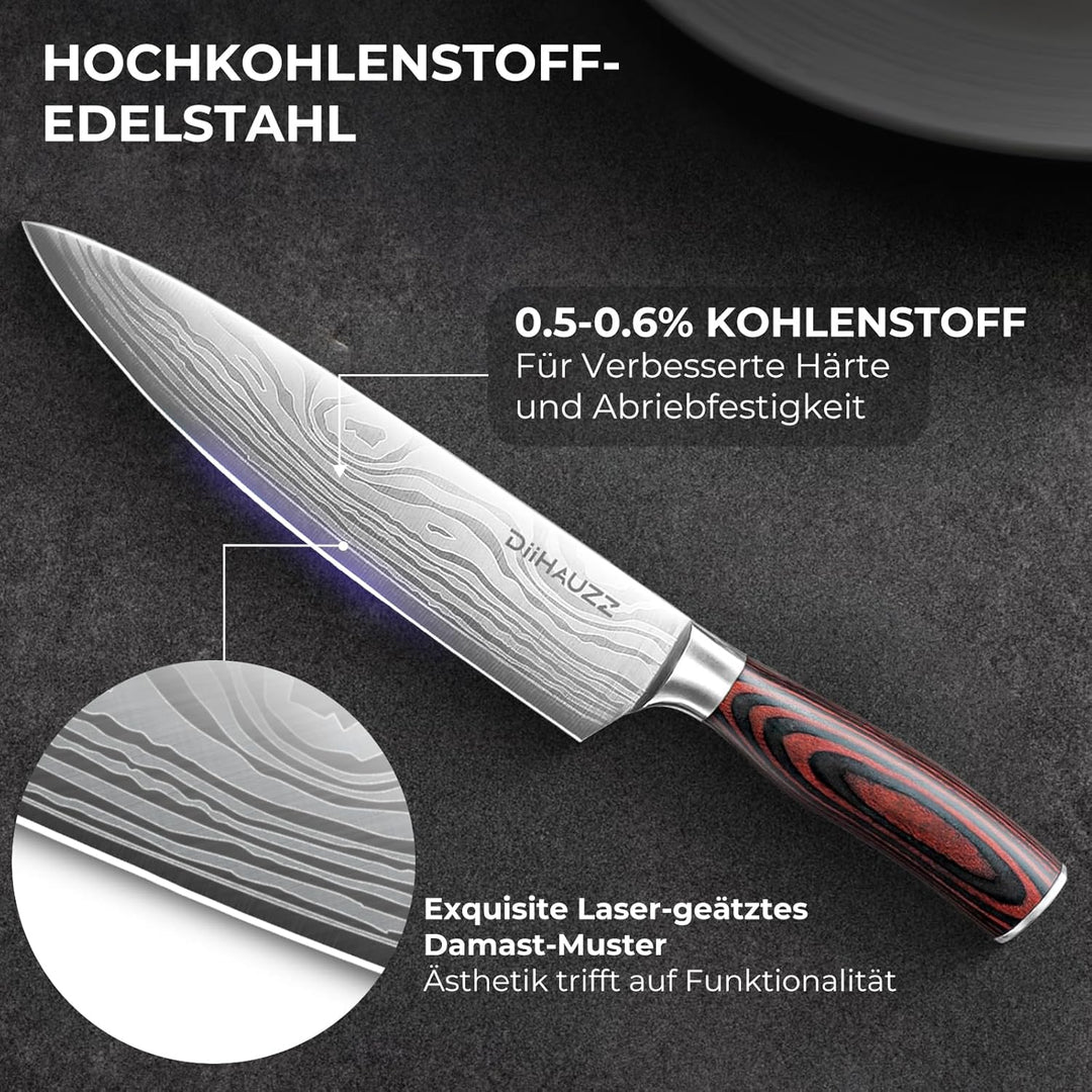 Kochmesser, 20 cm Professionelles Küchenmesser, Ultrascharfes Messer, Chefmesser aus hochwertigem Ed