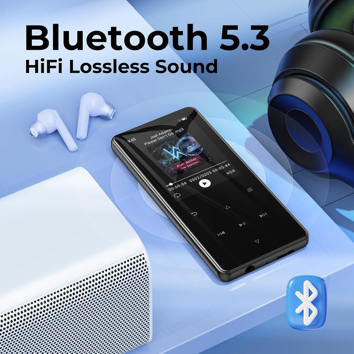 64GB MP3 Player Bluetooth 5.3, mp4-Player, 2,4-Zoll-Bildschirm Tragbarer mp3-Player für Kinder mit e