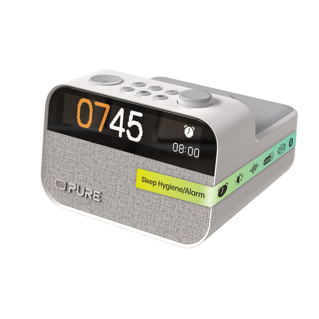 Pure Moment Charge – Radiowecker mit Wireless-Ladepad, DAB+/FM, Bluetooth, natürlichen Klängen, Whit