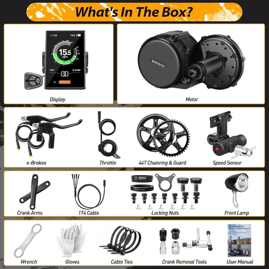 BAFANG Mittelmotor 250W/350W/500W/750W/1000W mit 13/15/20/22,4 Ah Akku, eBike Umrüstsatz with eBike