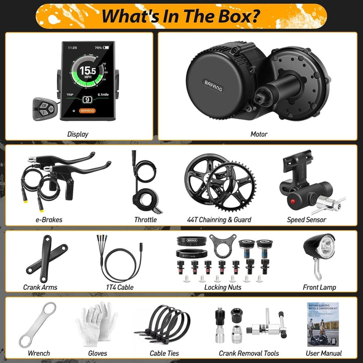 BAFANG Mittelmotor 250W/350W/500W/750W/1000W mit 13/15/20/22,4 Ah Akku, eBike Umrüstsatz with eBike