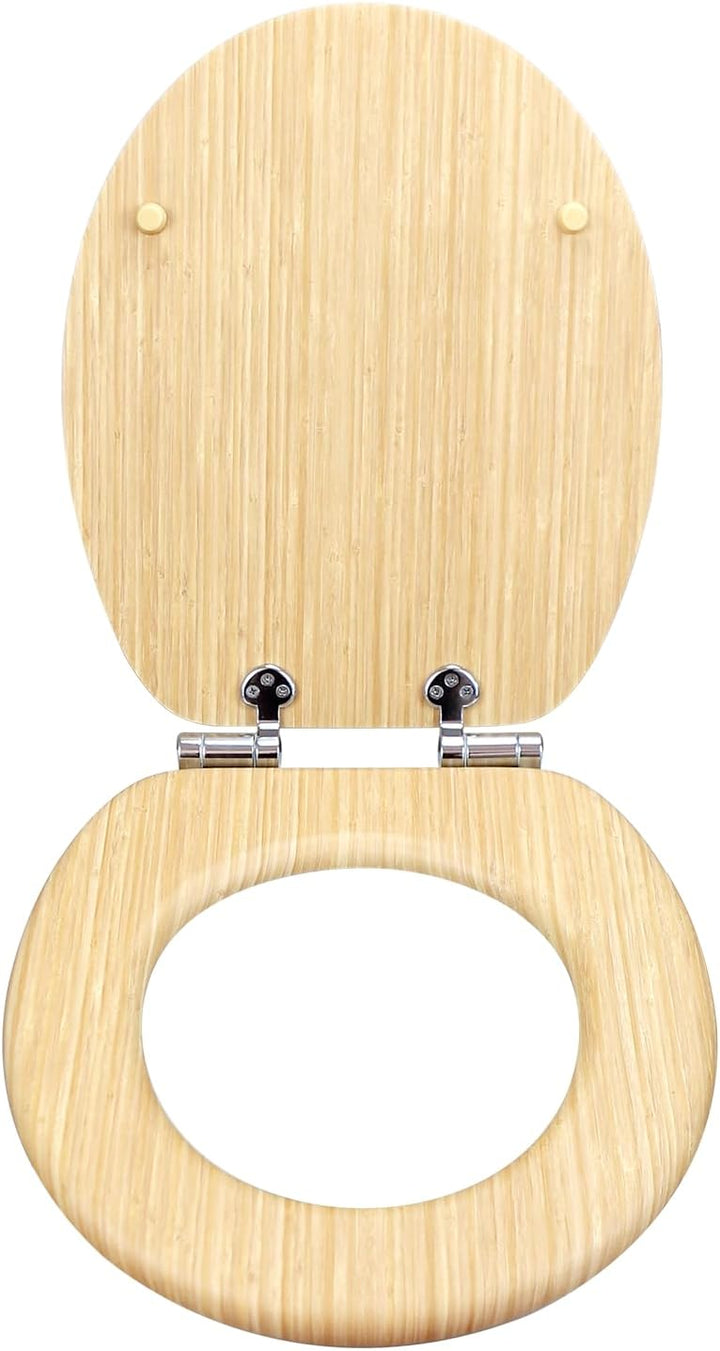 Fanmitrk WC Sitz mit Absenkautomatik, Toilettendeckel aus Holz, Stabil Klodeckel mit Soft Close, Toi