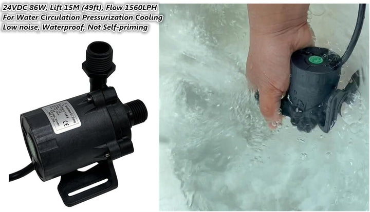 SHYSKY 3Phase 24V Micro Brushless DC Wasserpumpe Solar Wasser Tauchpumpe, DC50E-24150S, 1560LPH, Max