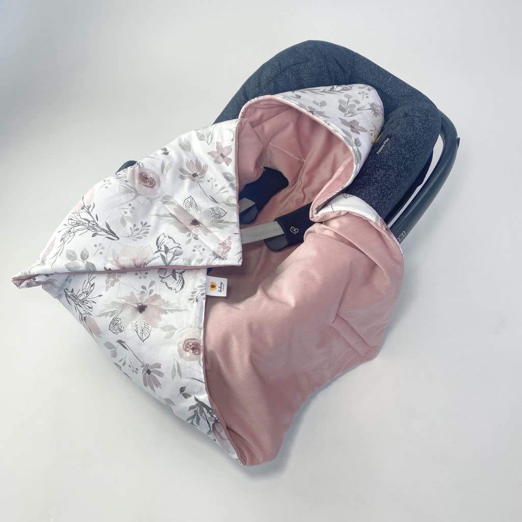 BABEES Einschlagdecke für Babyschale Autositz, Universal, Frühling Sommer Minky Baby Decke mit Klett