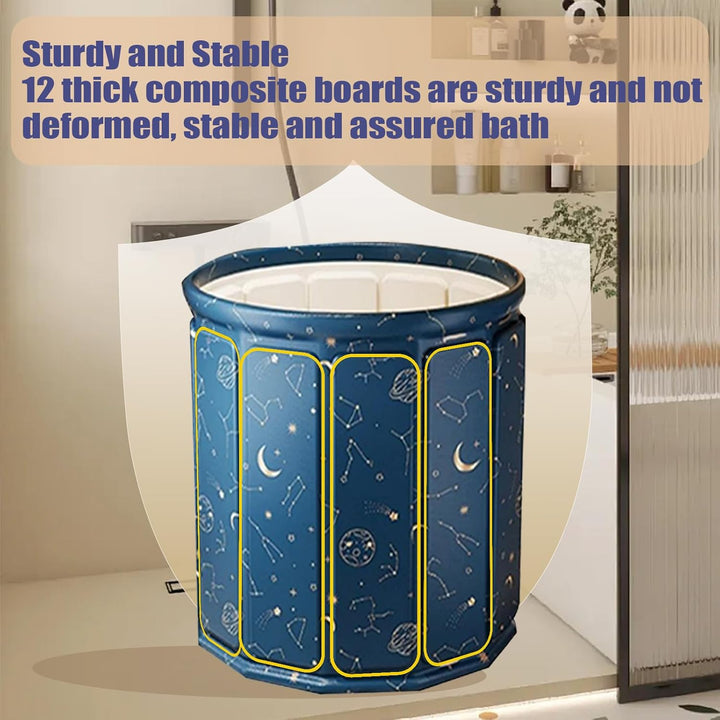 80×65 cm Faltbare Einweichbadewanne für Erwachsene, Mit Sitzkissen, Abflussrohr & Aufbewahrungstasch