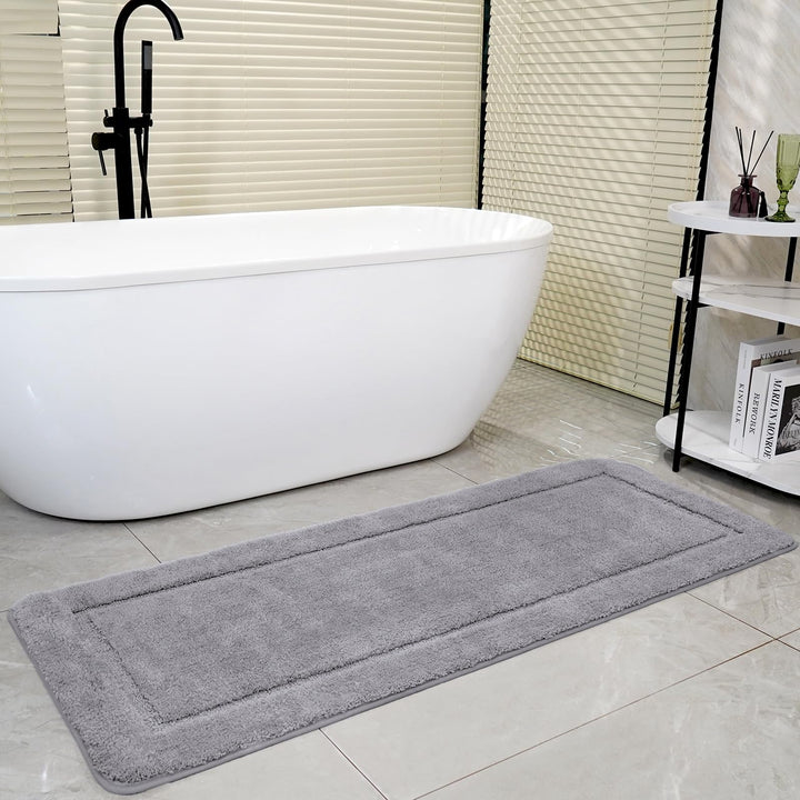 60x150 cm Badezimmerteppich, Hochflor Mikrofaser, rutschfest & Waschbar, Saugfähig Gross Duschteppic