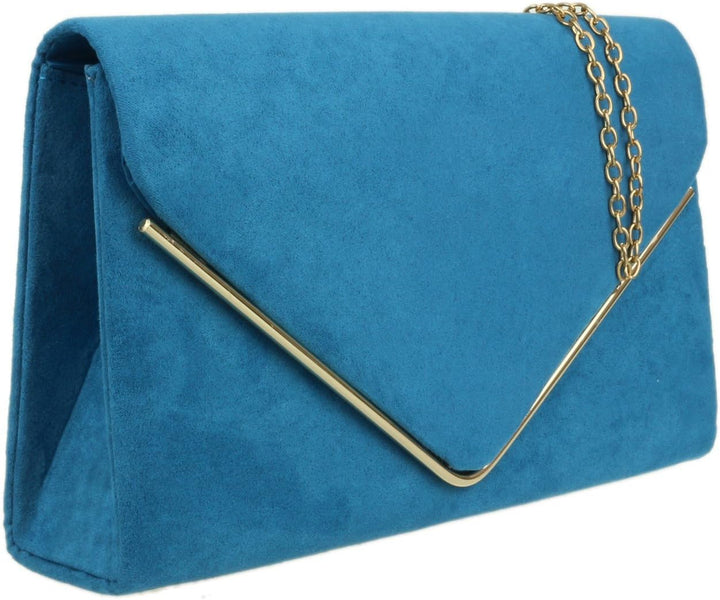 Girly Handbags Clutch mit Wildlederrahmen Blaugrün, Blaugrün
