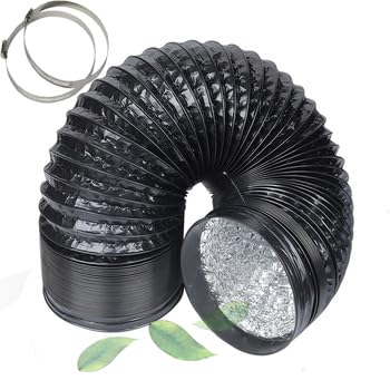 Aluflexschlauch PVC Lüftungsschlauch 10m (200mm) Schwarz - Flexibel, Hohe Druckfestigkeit, Für Lüftu