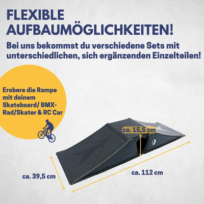 Best Sporting Rampen-Set für Skateboard, BMX-Rad, Skater und RC Cars (Rampe 2 + 1), Rampe 2 + 1