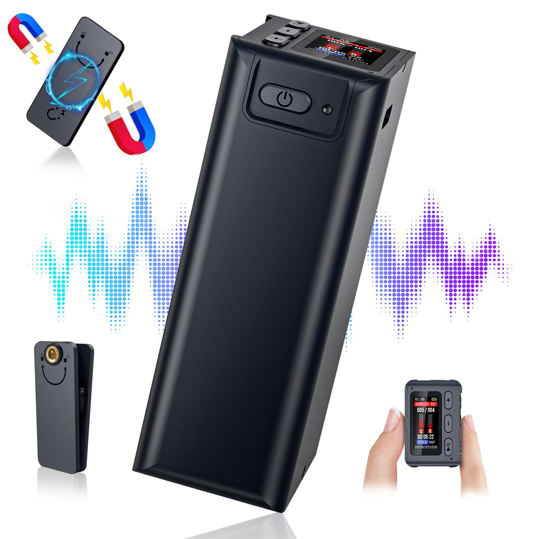 63GB Magnetisches Diktiergerät, Ponovo Digitale Aufnahmegerät Sprachaktiviertes Voice Recorder mit C