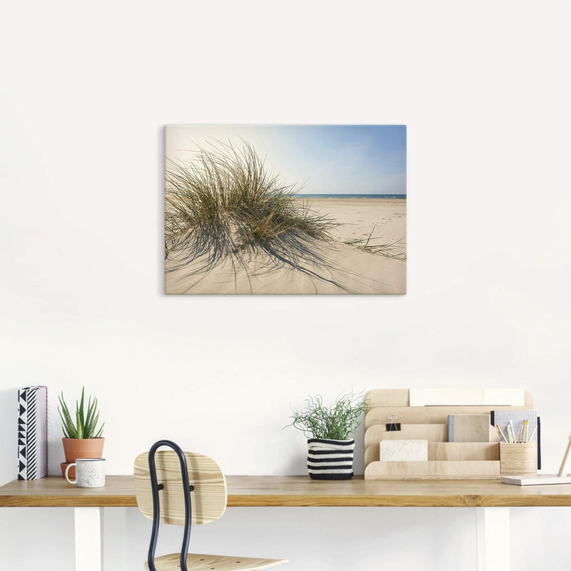 ARTland Leinwandbilder Wandbild Bild Leinwand 100x70 cm Strand Meer Dünen Küste Meerblick Sommer Son