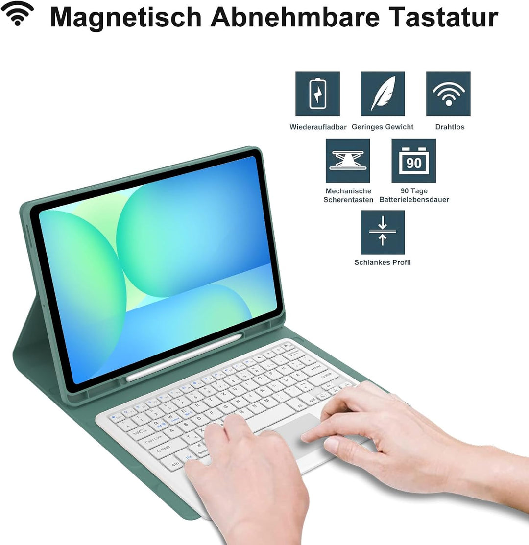 IVEOPPE Hülle mit Tastatur für Samsung Galaxy Tab S10 FE+ 13.1 Zoll Con Touchpad, Deutsches QWERTZ-L