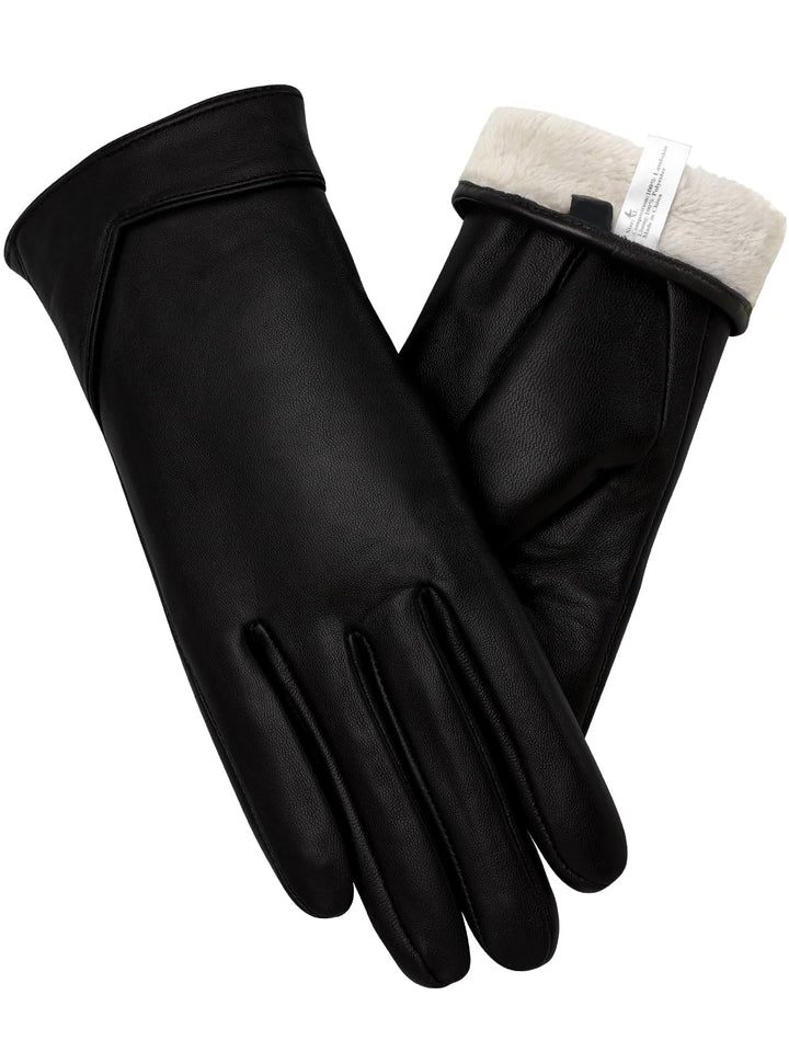 vislivin Touchscreen Handschuhe Damen Winter Lederhandschuhe Warme Leder SMS Handschuhe Glänzend Sch