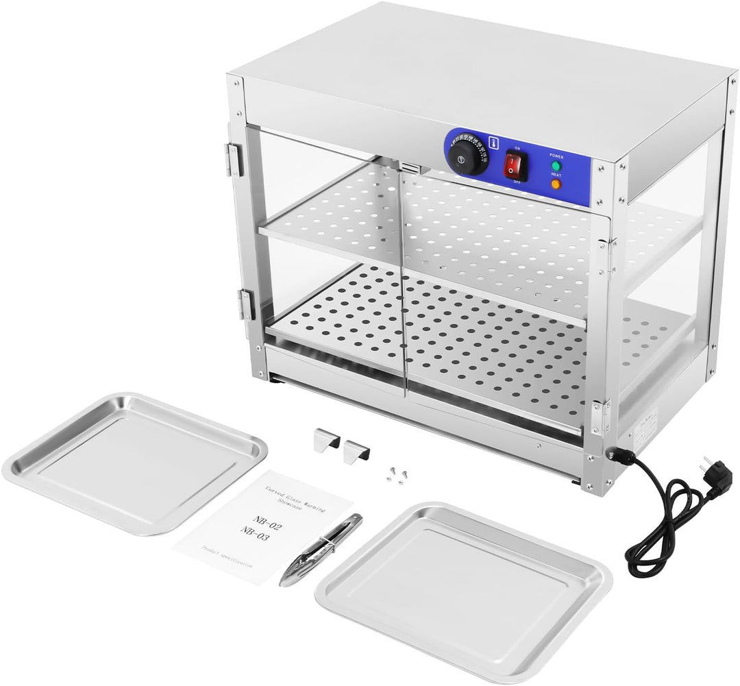 Warmhaltevitrine HeissE Theke SpeisenwäRmer 800W 30-85°C Warmhaltetheke mit Lebensmittel-Clip und 2