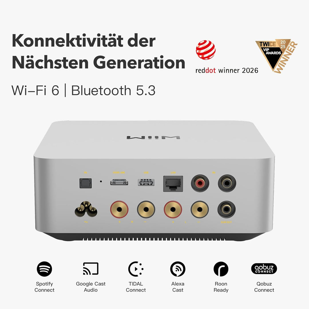 WiiM Amp Ultra mit Voice Remote 2 | 100W Streaming-Verstärker mit ESS ES9039Q2M DAC & Dual TI TPA325