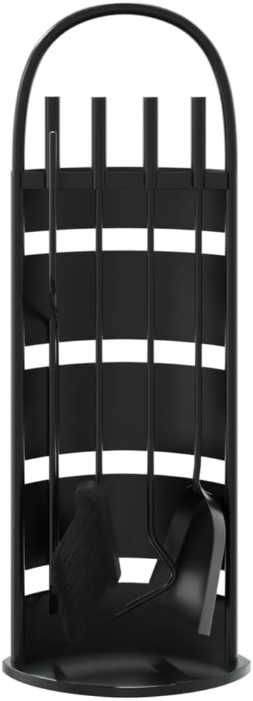 Kaminbesteck-Set 23 x 15 x 66 cm aus Stahl mit 5 Teilen für sichere Holzfeuerstellen, inklusive Schü