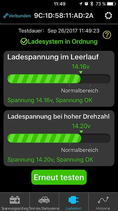 Lescars Batterietester: Kfz-Batterie-Wächter mit Bluetooth und App, für 12-Volt-Batterien (Batteriew