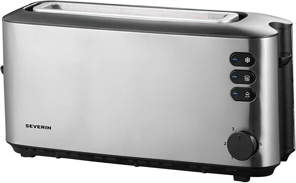 SEVERIN Automatik-Langschlitztoaster, Automatik-Toaster mit Brötchenaufsatz, Edelstahl Toaster zum T