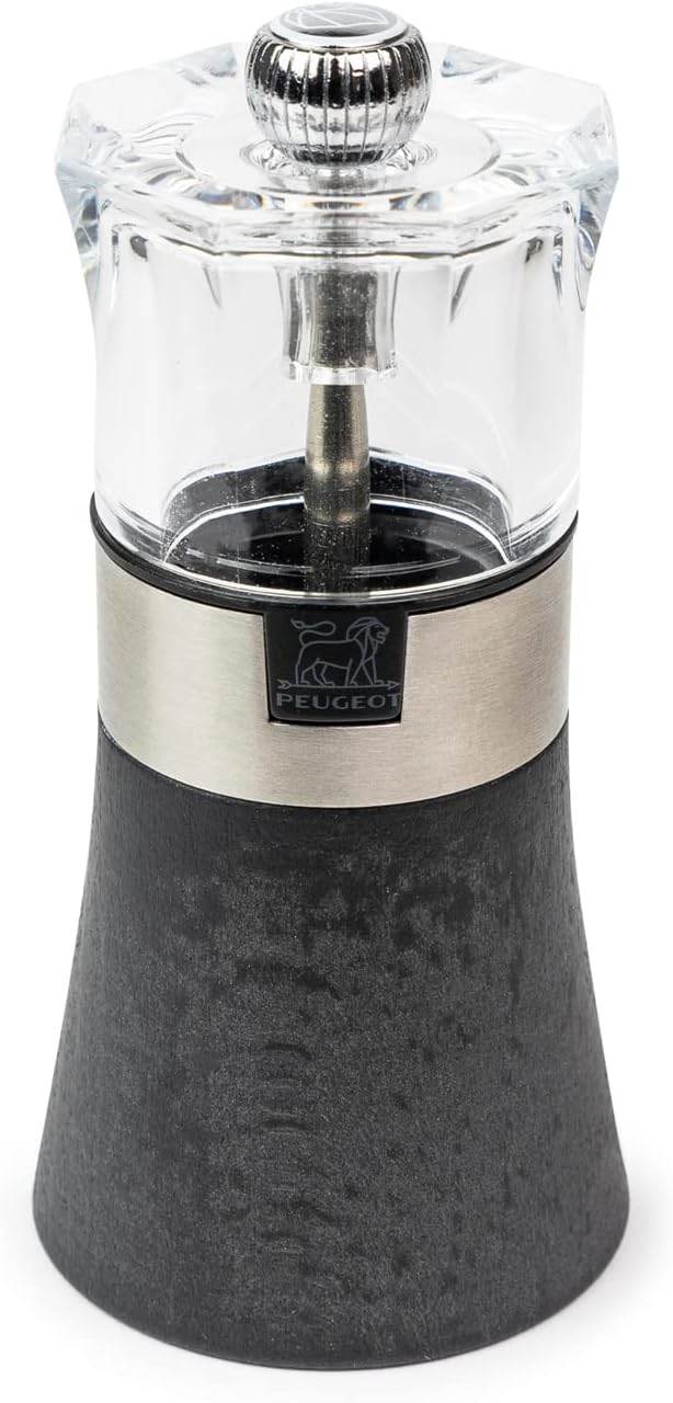 PEUGEOT - Salzmühle Oslo 12 cm + Steinsalz - Klassische Mahlgradeinstellung - Aus Holz mit PEFC-Sieg