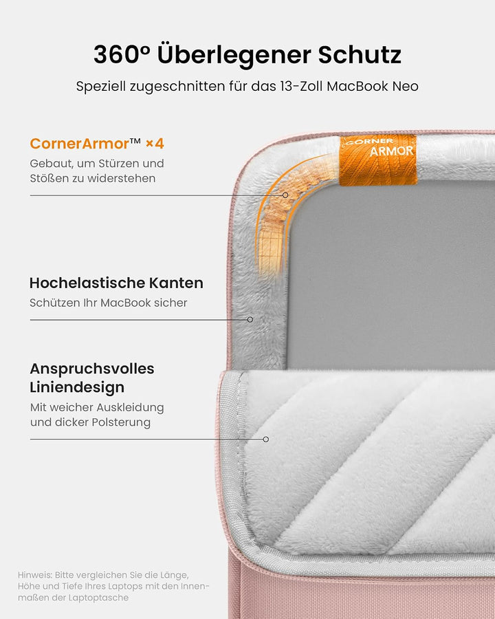 tomtoc 360° Tasche Hülle Entwickelt für 13 Zoll MacBook Neo A3404 (2026) mit A18 Pro Chip, Wasserabw