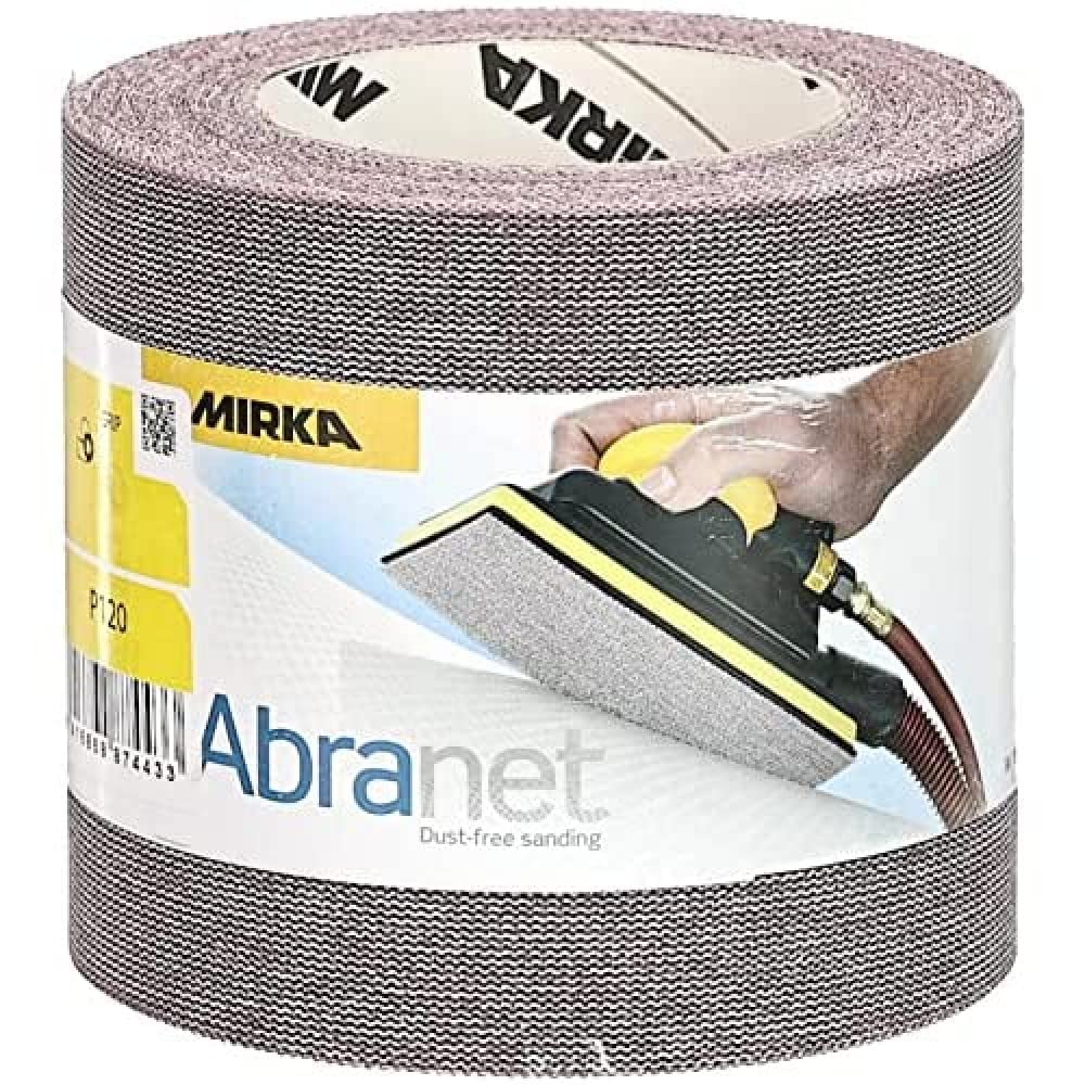 Mirka Abranet Netz-Schleifrolle 115 mm x 10 m Klett / Korn P120 / 1 Rolle / zum Schleifen von Holz,