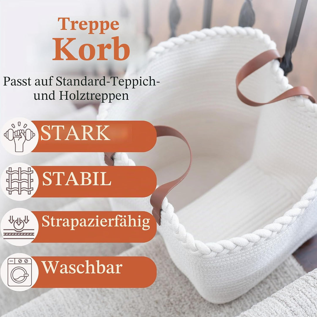 Treppenkorb für Teppich- und Holztreppen – Geschenk zum ersten Muttertag, Baumwollseil-Treppe mit Gr