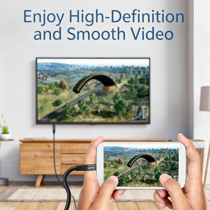 USB C auf HDMI Kabel 15 M,Typ-C auf HDMI 4K UHD(Thunderbolt 4/3 kompatibel),mit 90-Grad und 270-Grad