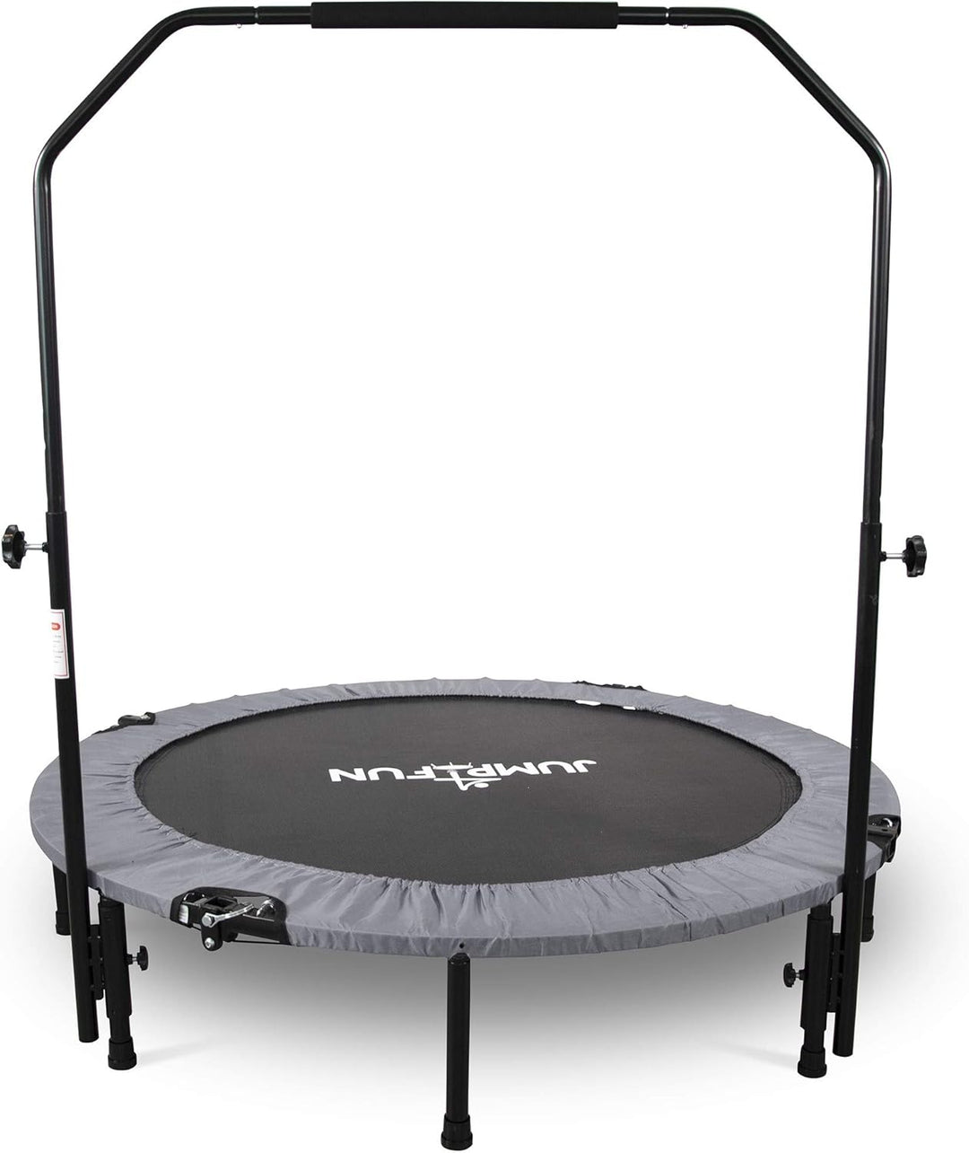 JUMP4FUN Mini-Trampolin, Fitness, faltbar, Doppel-Bar – Ø 122 cm, Grau