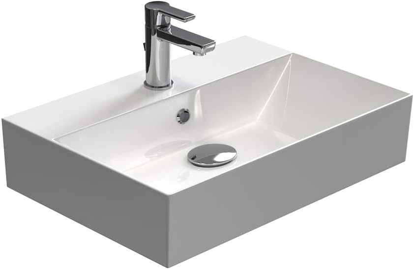 Aqua Bagno | Eckiges Design Handwaschbecken, hochwertige Keramik, modern & stilvoll durch dünnen Ran