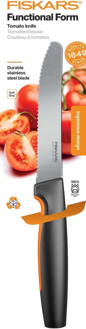 Fiskars Tomatenmesser, Functional Form, Gesamtlänge: 23 cm, Japanischer Edelstahl/Kunststoff, 105754