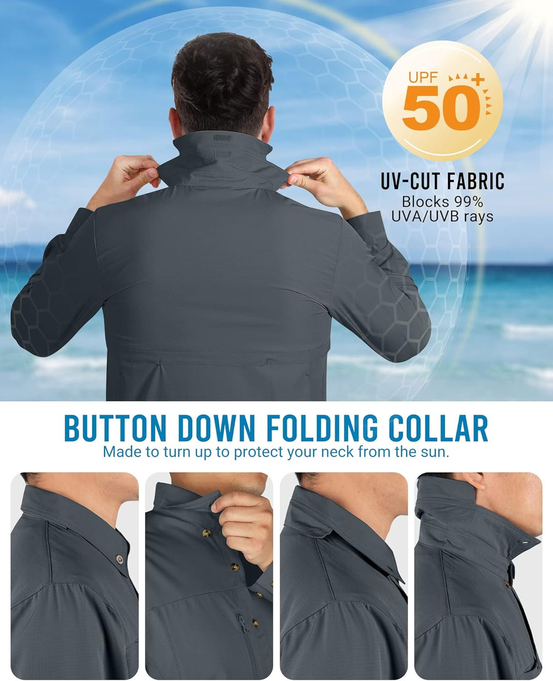 Herren Langarm Hemd Outdoor Hemd Männer Langarmhemd Schnelltrocknendes Leichtes Funktionshemd Atmung