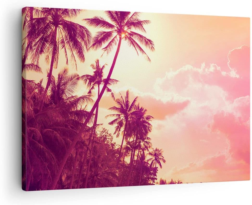 Bilder auf Leinwand palme dschungel Leinwandbild mit Rahmen 70x50cm Wandbilder Dekoration Wohnzimmer